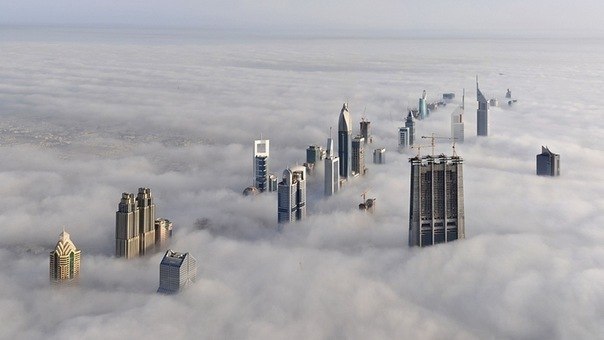 Вид с самого высокого небоскреба в мире «Бурж Халифа», Дубаи.