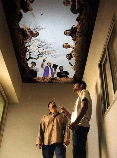 Дизайн потолка в комнате для курения.